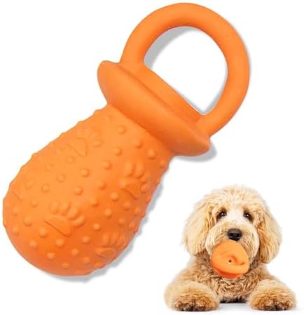 Latex Chew Dog Toys, Novelty Squeaky Pacifier Dog Toys, 5.2" Durable Pacifier Dog Chew Toys for Small and Medium Dogs(Orange,1 Pcs)