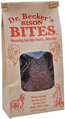 Dr. Becker's Bison Bites | 100% Pure Meat Protein | Grain Free Liver Training Treats for Dogs & Cats, 5 oz