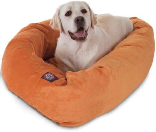Majestic Pet Micro Velvet Calming Dog Bed, 40 Inch Large, Washable, Orange