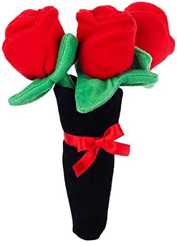 ZippyPaws Burrow, Valentine's Day Bouquet of Red Roses - Interactive Dog Toys for Boredom - Hide and Seek Dog Toys, Colorful Squeaky Dog Toys for Small & Medium Dogs, Plush Dog Puzzles