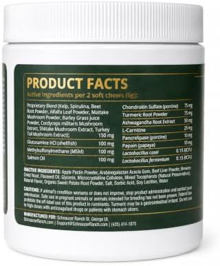 Schnauzer Ranch™ Giant Breed Dog Multi Soft Chews with Glucosamine, Probiotics & Salmon Oil, Hip & Joint, Digestive, Skin & Coat Support, 60 Chews