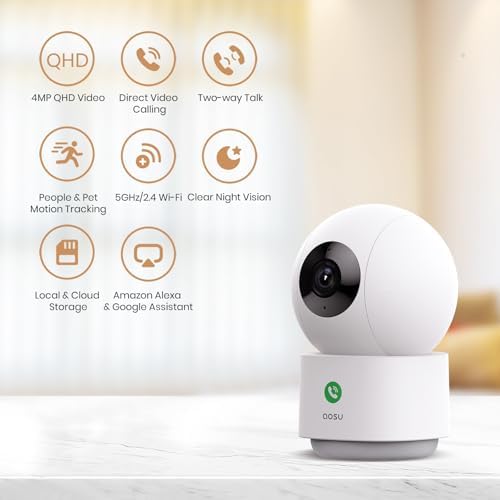 aosu 4MP Indoor Security Camera - Baby & Pet Monitoring with 5/2.4 GHz WiFi