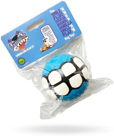 Dog Balls Toys Squeaky Fetch - Rubber Funny Ball Gifts for Large Medium Dogs (Blue White)