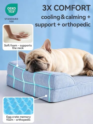 Cooling Dog Bed Orthopedic for Small Dogs ＆ Instant Chill＆ Egg Crate Foam