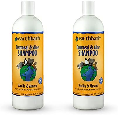earthbath Oatmeal & Aloe Dog Shampoo, Itchy, Dog Wash, 16 Oz (2 Pack) | Oatmeal Shampoo For Dogs, Dry Skin Relief, Made in USA, Cruelty Free Pet Wash - Vanilla & Almond