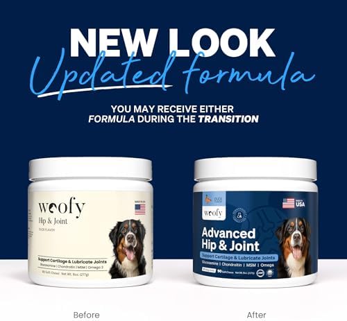 Woofy Advanced Strength Hip & Joint Health Supplement for Dogs - with Glucosamine, Chondroitin, MSM and Omega 3, 90 Flavored Chews for Small and Medium Dog Breeds