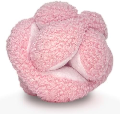 Glory To Dog Pink Snuffle Knot Interactive Dog Toy 4” Puzzle Ball | 8 Squeakers & Crinkle – Treat Hiding Enrichment Toy for Puppy & Small Breed Dogs – Durable Plush Sensory Play & Stimulation