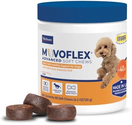 MOVOFLEX Advanced Soft Chews Hip and Joint Support Supplement for Small Dogs - 60 Count by Virbac