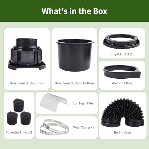 2026 Exclusive 3-in-1 Indoor Dryer Vent Kit with Black Dryer Vent Hose - Dryer Lint Catcher Box Water Filter Bucket - Indoor Dryer Lint Trap for Electric Dryer