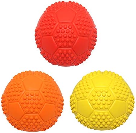Squeaky Dog Toys, Non-Toxic Rubber Play Balls - Interactive & Training Chew Toys for Puppies & Small/Medium Dogs (7cm/2.75in Pack of 3)