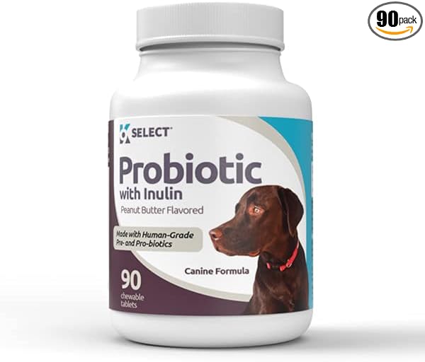 K9 Select Pet Probiotics for Dogs with Inulin – Dog probiotics for Digestive Health & Gut Support with Digestive Enzymes for Dogs, Supports Yeast Balance & Dog Digestive Support – 90 Tablets