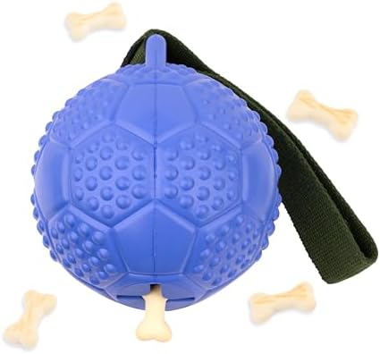 Fuzzl Eco Rubber Chuck & Treat Soccer Ball - Blue - Long Lasting Dog Chew Toys for Aggressive Chewers Strong Dog Toy for Dogs Durable Puppy Toys