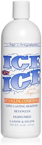 Chris Christensen Ice on Ice Detangling Dog Conditioner, Groom Like a Professional, Dematts, Moisturizes, Creates Long Lasting Silkiness, All Coat Types, Made in USA, 16oz