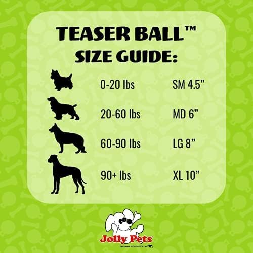 Jolly Pets Teaser Ball Interactive Dog Toy, 4.5 in Small, Red | Ball-within-a-ball puzzle toy that floats - add peanut butter to the inner ball for extra fun
