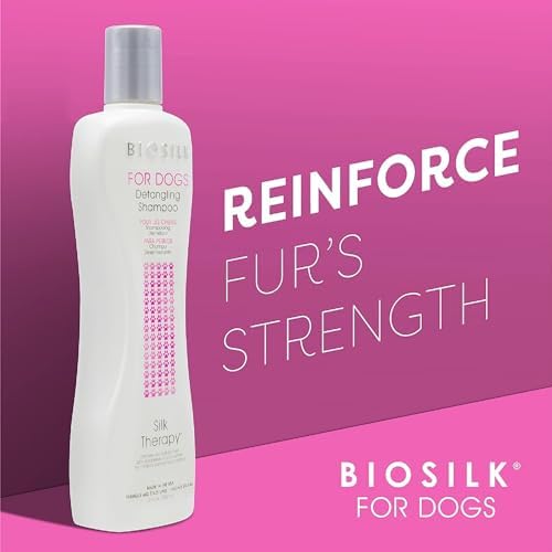 BioSilk for Dogs Silk Therapy Detangling Dog Shampoo, 12 Fl Oz Bottle | Coconut oil and silk proteins, dematting formula, paraben-free, pH balanced for all coats