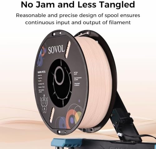 Sovol 3D Printer Rapid PETG Filament 1.75mm 1KG (2.2lbs), High Precision, Strong Toughness, Wiring Tightness, Dimensional Accuracy +/- 0.03 mm, 3D Printing High Speed PETG Filaments, Skin