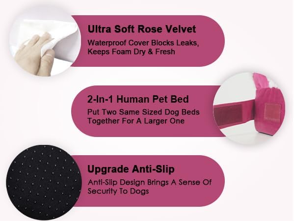 Orthopedic Egg-Crate Foam Sofa Dog Bed - XL 40x28in, Rose Pink