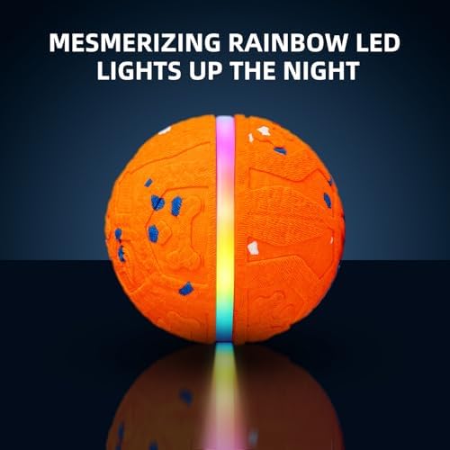Interactive Dog Ball Toy[Newly Upgraded], 3 Modes, Sound & Vibration, USB-C | Durable E-TPU, Colorful LED Lights, Sound & Vibration, 30-Min USB-C Charging, Up to 1d Playtime, IP7 Water Resistance