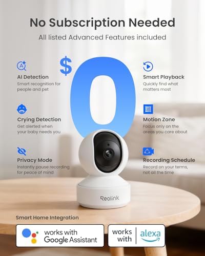 REOLINK 5MP Indoor Security Camera E1 Pro+E1 Pro-B plug-in Camera Support 2.4/5 GHz WiFi, 360 Degree Baby/Dog Monitor with Auto Tracking, Person/Pet Detection, Night Vision, 2 Way Audio, Local Storage