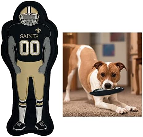 The 1st Ever Tough but Smooth Dog Toy NFL New Orleans Saints Football Athletes Player Tough Pet Toy. A Premium Quality Doggie Toy with Built-in Squeaker. Sports Fans Favorite Chew Toy
