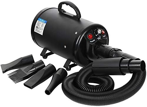Dog Hair Dryer, 2400W Pet Grooming Dryer High Velocity Professional Blower with 4 Nozzles and 2 Filters, Adjustable Speed and Temperature Dog Hair Dryers, Black