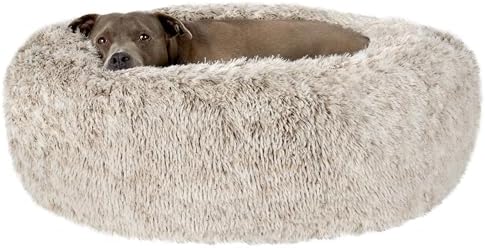 Furhaven Calming Donut Dog Bed, 36", Large, Driftwood Brown