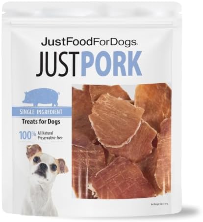 JustFoodForDogs Single Ingredient Healthy Dog Treats - Pork, 5 Oz
