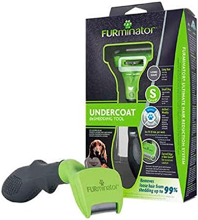 FURminator Small Dog Undercoat deShedding Tool for Long Hair, Small, Green