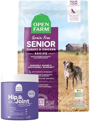 Open Farm, Senior Dog Support Bundle, Includes Grain-Free Dog Food for Seniors with Turkey & Chicken, and Hip & Joint Supplement Chews