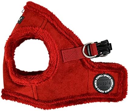 Puppia Terry Vest Dog Harness Step-in Winter Suede Warm No Choke No Pull Training Walking for Small and Medium Dog, Wine, Small