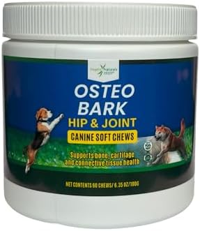 Osteo Bark Hip & Joint Canine Soft Chews, 60 Count, Bone and Joint Support for All Dog Breeds - Glucosamine & Chondroitin Chews with MSM - Pain, Inflammation, Arthritis