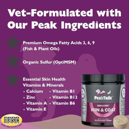 KALA HEALTH PeakTails Skin & Coat Supplement for Dogs, 90 Count