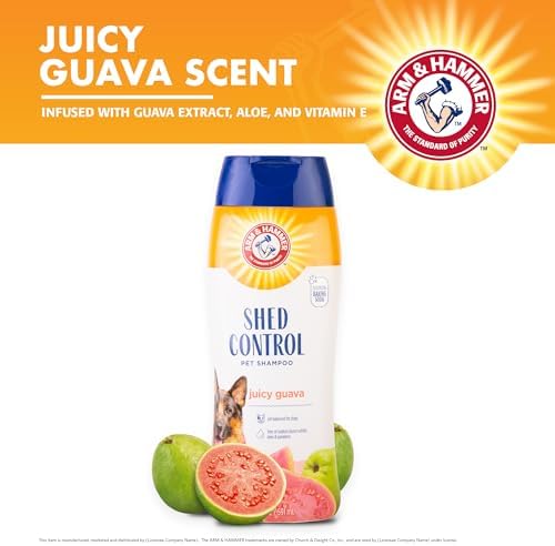 Arm & Hammer Shed Control Dog Shampoo, Juicy Guava Scent, 20 Fl Oz, 6-Pack | Professional shed-control formula, sulfate- and paraben-free, juicy guava scent, de-shedding
