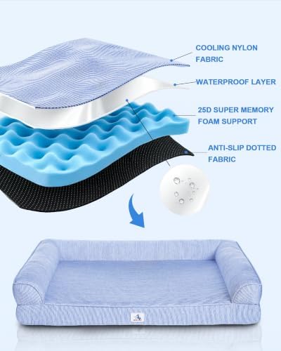 Cooling Dog Bed Orthopedic for Large Dogs ＆ Instant Chill ＆Egg Crate Foam