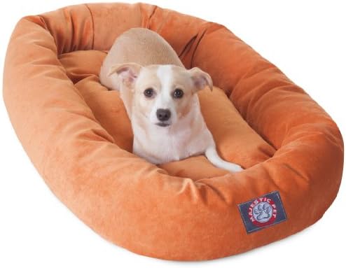 Majestic Pet Villa 32 Inch Shredded Memory Foam Dog Bed for Medium Sized Dog 32x23x7 Inch–Orthopedic Pet Bed - Washable Medium Puppy Mat with Head Support-Orange