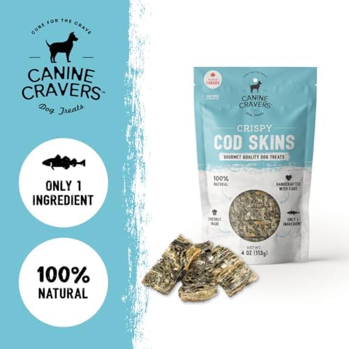 Canine Cravers Single Ingredient Dog Treats - Wild Caught Crispy Cod Skins, 4oz