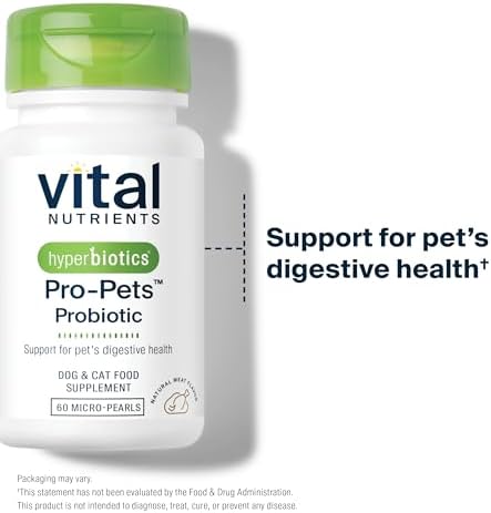 Vital Nutrients Pro Pets Probiotics for Dogs and Cats | Dog Probiotics for Digestive Health, Gut Health, Occasional Diarrhea | Tasty Meat Flavor | Non-GMO | Hyperbiotics | 60 Micro Tablets