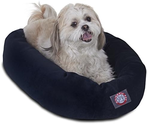 Majestic Pet Micro Velvet Calming Dog Bed, 24 Inch Small, Washable, Navy