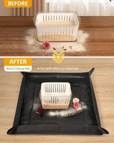 Wisedry 2PCS 10L Silica Gel Flower Drying Box, One Step Retrieve Dried Flowers, 12.6''L X 8.3''W X 6.1''H Storage Box with Cleanup Mat, Erasable Pen & Adhesive Label