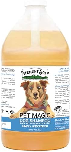 VERMONT SOAP Organic Pet Shampoo, Unscented Natural Dog Shampoo, 64 oz