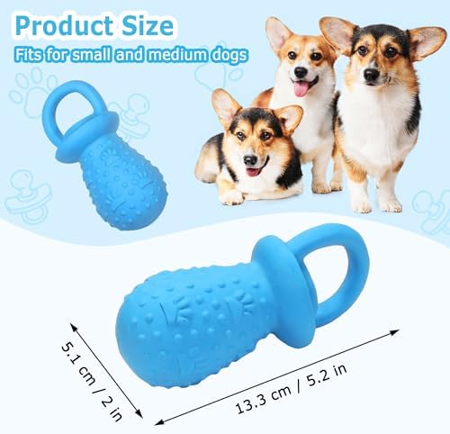 Latex Chew Dog Toys, Novelty Squeaky Pacifier Dog Toys, 5.2" Durable Pacifier Dog Chew Toys for Small and Medium Dogs(Blue,1Pcs)