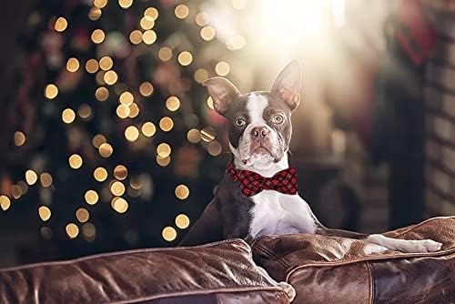 Lionet Paws Christmas Dog Collar with Bowtie, Dog Bowtie Collar with Metal Buckle for Dogs, Adjustable Comfortable Dog Collar Girl Boy Gift, XL, Neck 16-26 in
