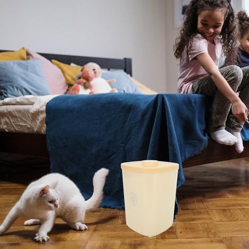 POPETPOP Large Capacity Airtight Pet Food Container with Vacuum Seal Yellow Plastic Grain Storage Bin for Dog and Cat Food Moisture-proof for Indoor Use