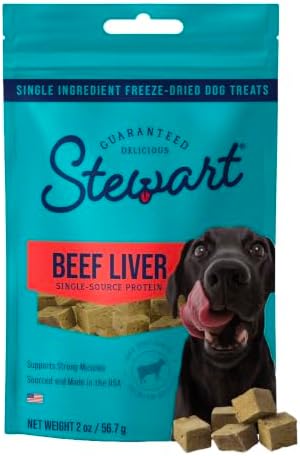 Stewart Freeze Dried Dog Treats, 100% Beef Liver, 2 oz Pouch
