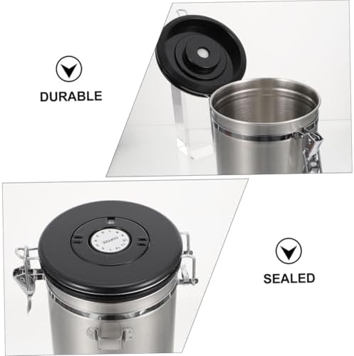 Yardwe Cat Food Sealed Container with Spoon 1.8l Stainless Steel Grain Storage Jar Airtight Treat and Pet Food Storage Canister Preservation