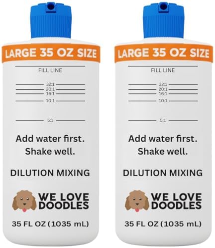Dilution Bottle for Dog Shampoo, Conditioner & Solutions, 35 oz, 2 Pack