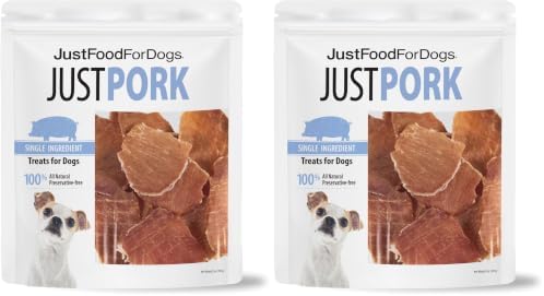 JustFoodForDogs Single Ingredient Jerky Dog Treats - Pork, 5oz (Pack of 2)