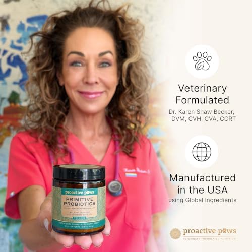 PROACTIVE PAWS Primitive Probiotics for Dogs – Species-Specific & Soil-Based Dog Probiotic Supplement for Gut Health, Digestion, Immune & Calming Support – 90 Scoops