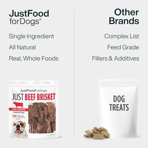 JustFoodForDogs Single Ingredient Jerky Dog Treats - Beef Brisket, 5oz