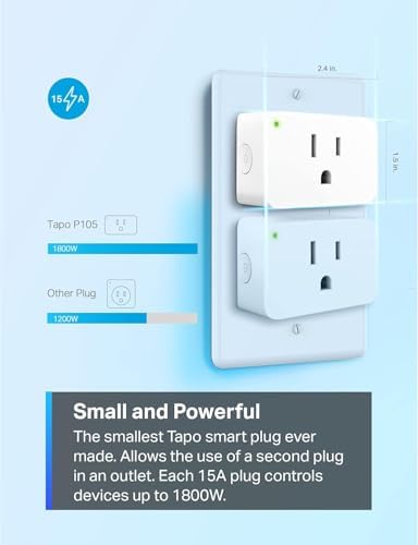 Tapo Smart Plug Mini 15A, Smart Wi-Fi Plug, P105(4-Pack)